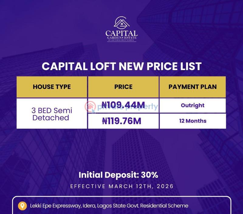 3 bedroom Semi detached Duplex For Sale Capital Gardens Estate Idera Scheme Lekki Epe Expressway Lagos Eleko Ibeju-Lekki Lagos