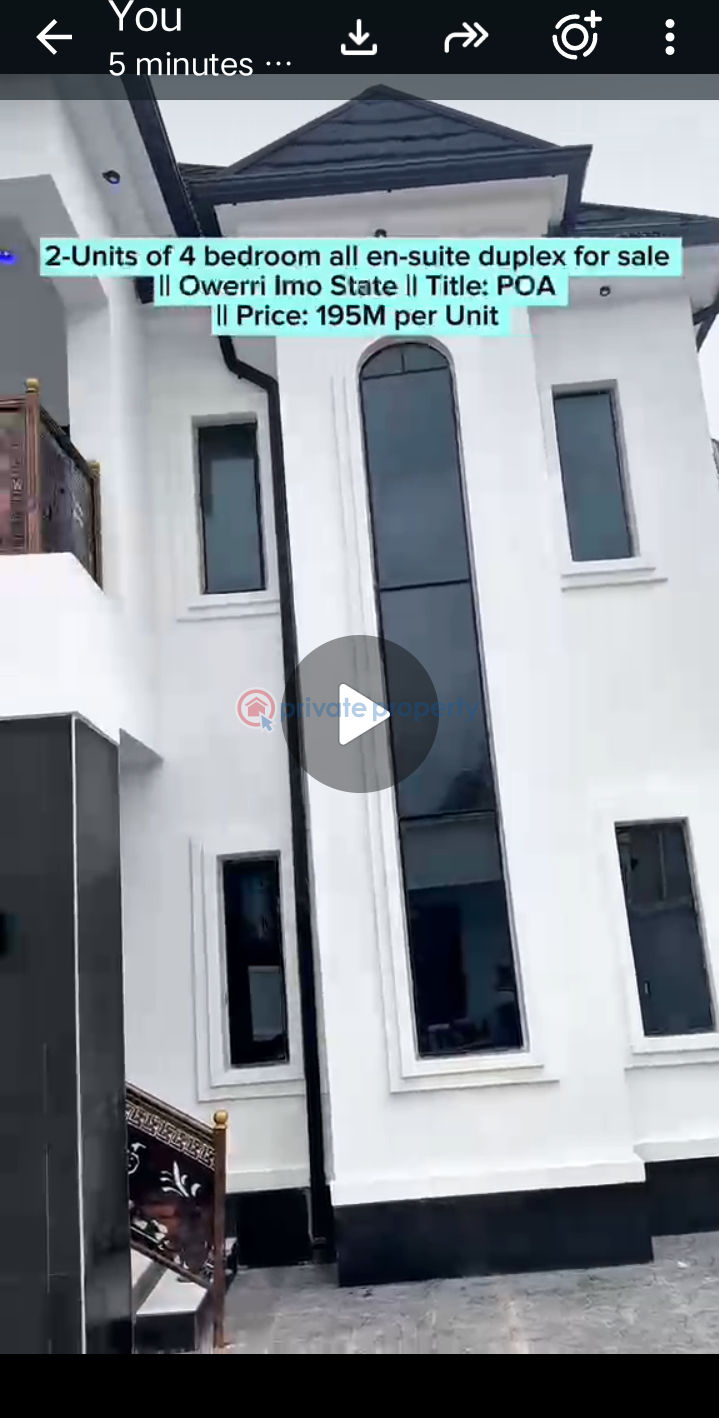 4 bedroom Semi detached Duplex For Sale First Bus Stop ,onitsha Road, Iritte. Owerri Imo - 1