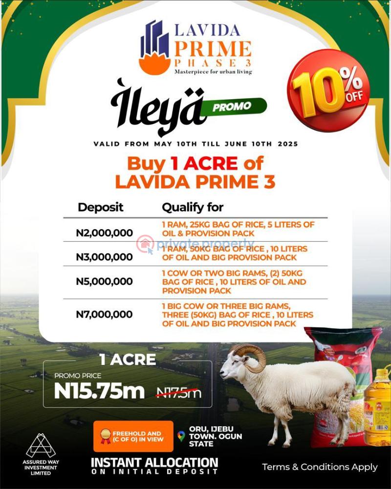 Residential Land For Sale Lavida Estate Phase3, Land In Oru In Ijebu Town. Price All Inclusive Ijebu East Ogun