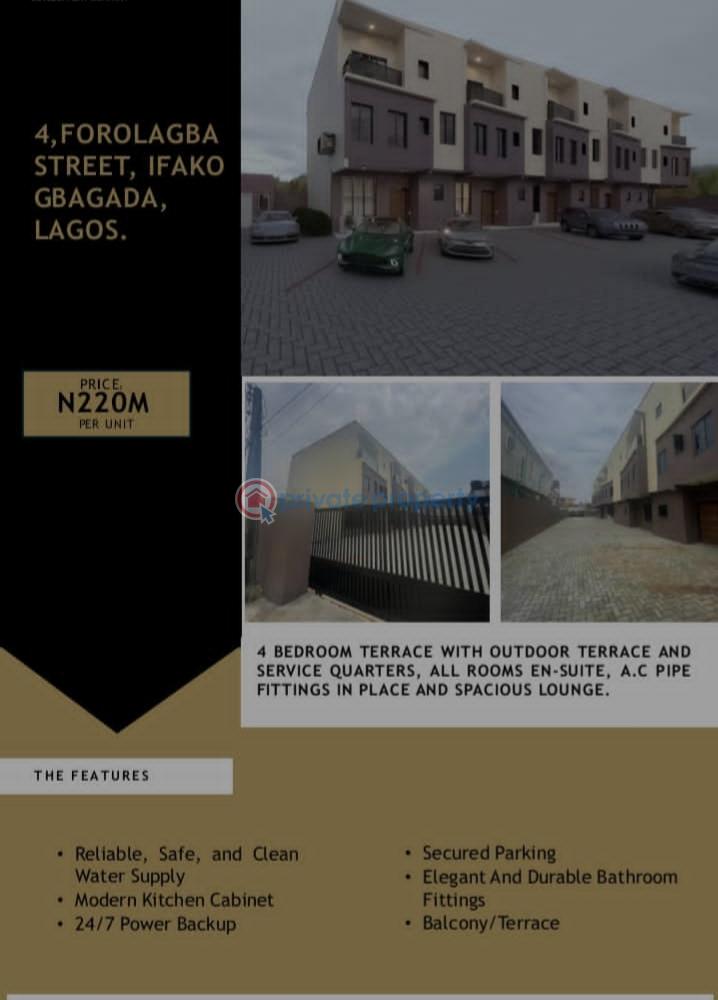 4 bedroom Terrace For Sale Ifako-Gbagada Lagos