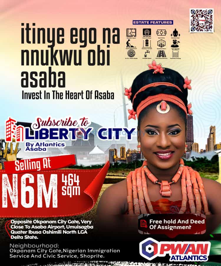 For sale Land Liberty City Estate Opposite Okpanam City Gate Asaba