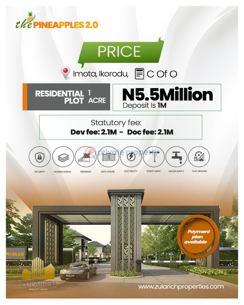 Residential Land For Sale The Pinapples 2.0 Estate Imota,ikorodu,ogun State Ogun area  - 0