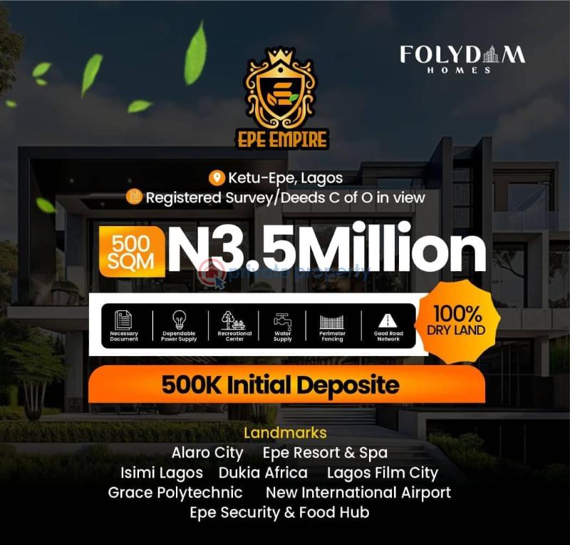 Mixed use Land For Sale Epe Empire Estate For Sale Behind Grac Polytechnic University Epe Lagos
