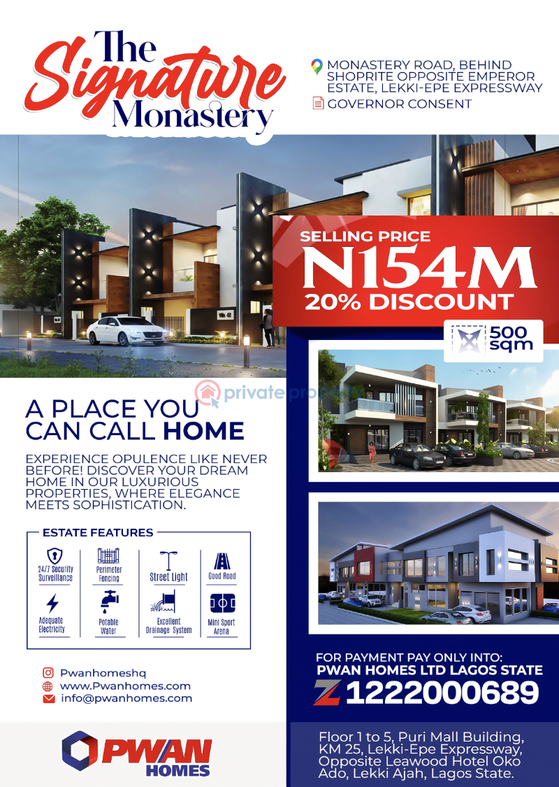 Semi detached Duplex For Sale Monastery Behind Shoprite Opposite Emperor Estate Lekki Epe Expressway Sangotedo Lagos