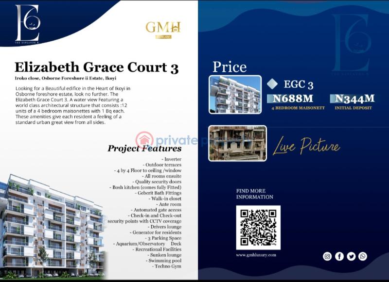 4 bedroom Maisonette For Sale Osborne Phase 2 Osborne Foreshore Estate Ikoyi Lagos - 1