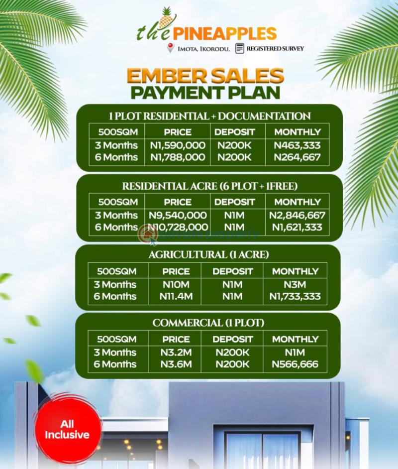 Ember promo on the pineapple 1.0 imota ikorodu - 1 Residential Land For Sale The Pineapple 1.0 Imota Ikorodu Ogun Ogun area  - 1