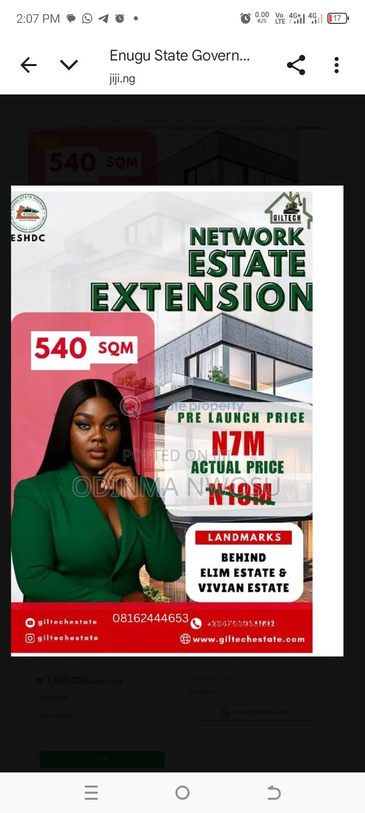 Land For Sale Network Estate Extension. Behind Elim And Vivian Estate Nike Enugu Enugu Suburb Enugu Area  - 0