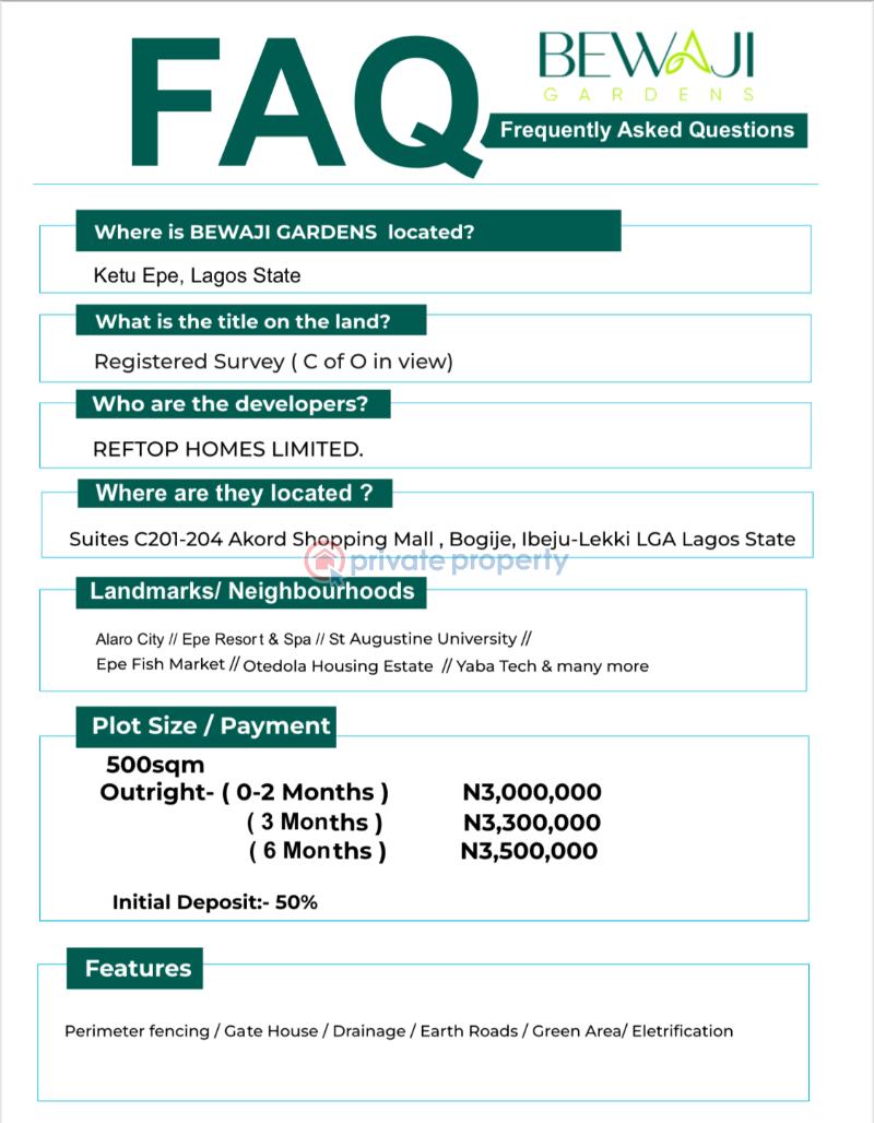 Land For Sale Neigbourhood Epe Fish Market St. Augustine University Yaba Tech Dangote Fertilizer Plant Epe Resort And Spa Otedola Housing Estate Alaro City Several Gated Estates Epe Lagos - 1