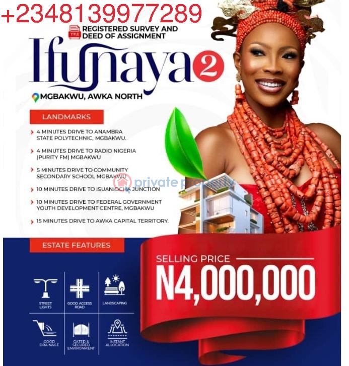 Mixed use Land For Sale Ifunanya Estate, Mgbakwu Awka North Anambra