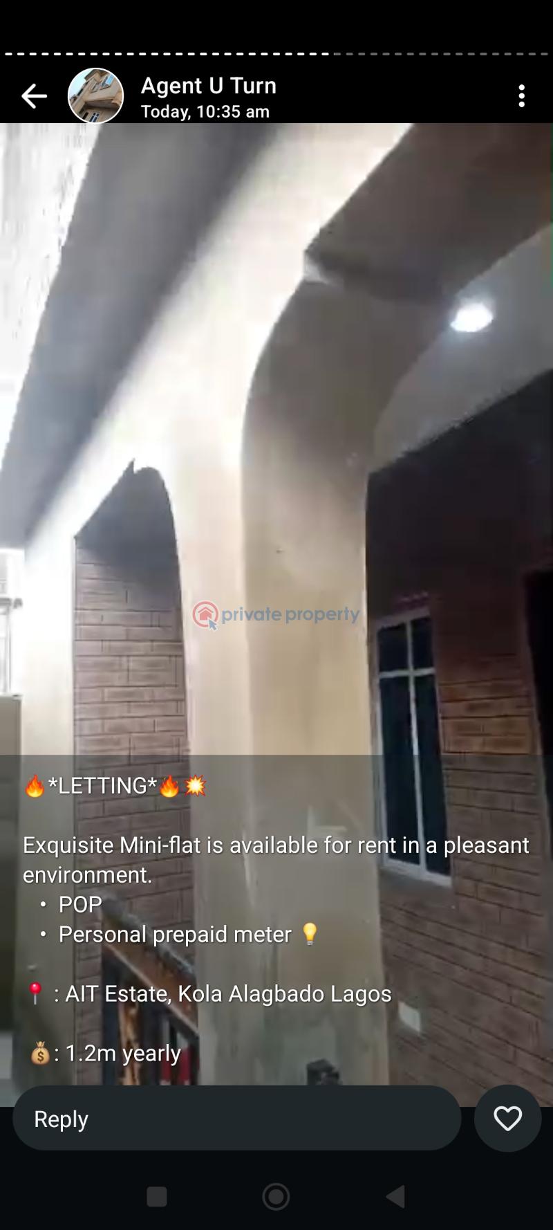 1 bedroom Mini Flat For Rent Agbado Ait Alagbado Abule Egba Lagos - 1
