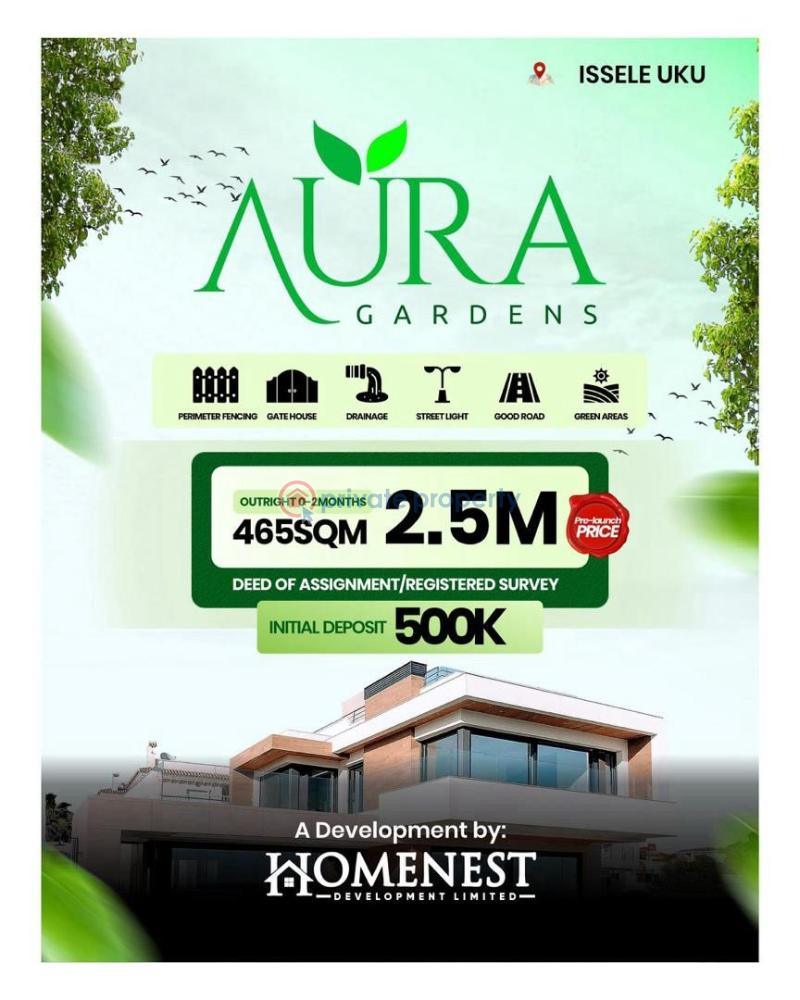 Residential Land For Sale Aura Gardens, Issele Uku, Asaba Delta - 0