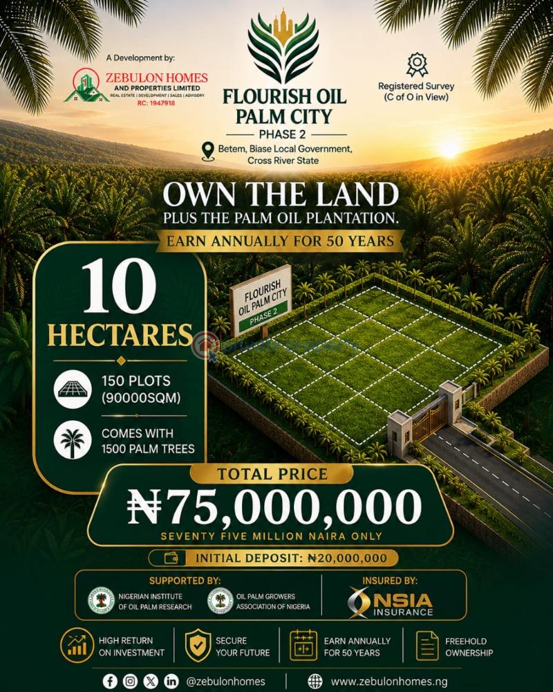 Commercial Land For Sale Flourish Oil Palm City Phase 2 Supported By Nigerian Institute Of Oil Palm Research Biase Cross River - 2