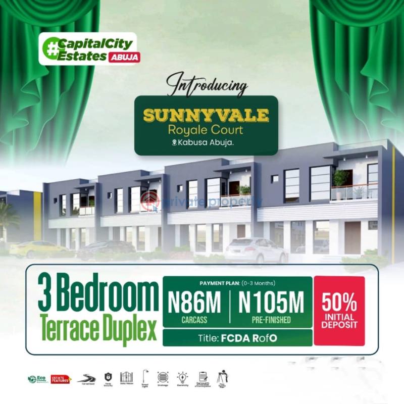 3 bedroom Duplex For Sale Sunnyvale Royale Court Estate Kabusa Abuja Phase 1 