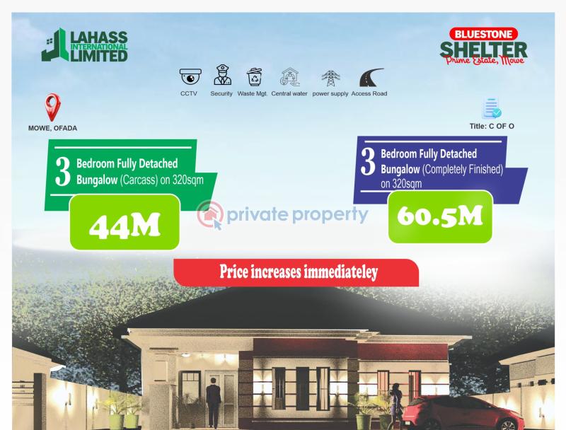 3 bedroom Detached Bungalow For Sale Bluestone Garden City Mowe Mowe Ogun area  - 0
