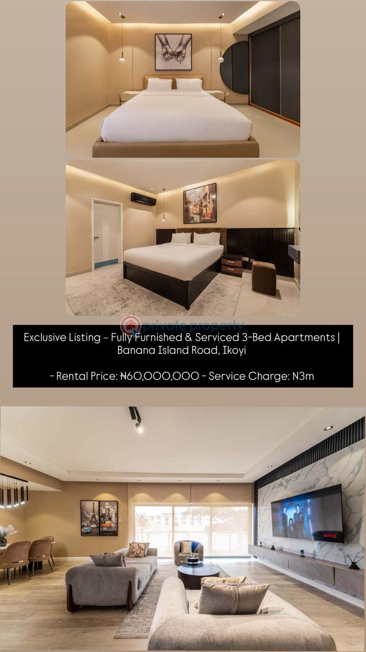 For rent ✈️  we are offering 3 units of fully furnished 3-bedroom serviced apartments - 3 3 bedroom Shared Apartment For Rent Banana Island Road, Ikoyi. Banana Island Ikoyi Lagos - 3