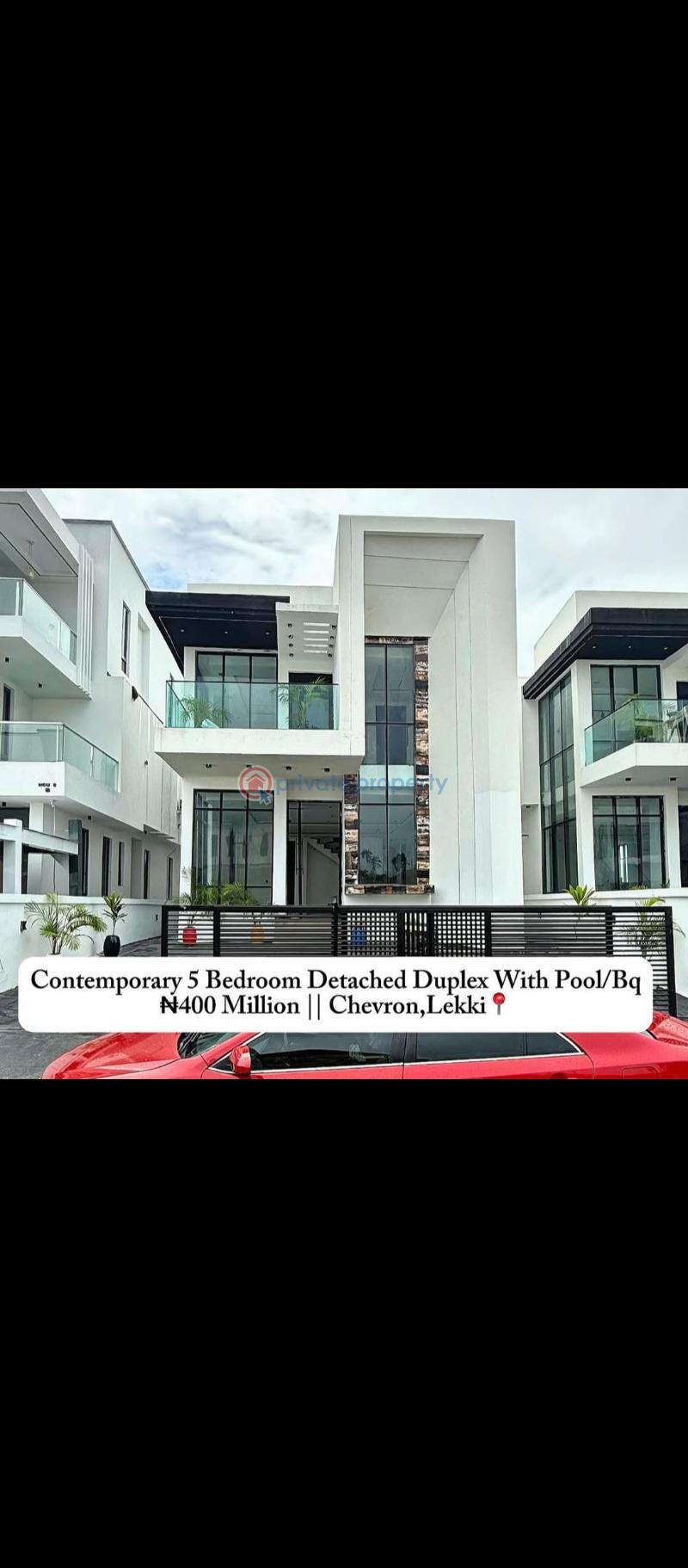5 bedroom Detached Duplex For Sale Chevron Drive Lekki Lagos