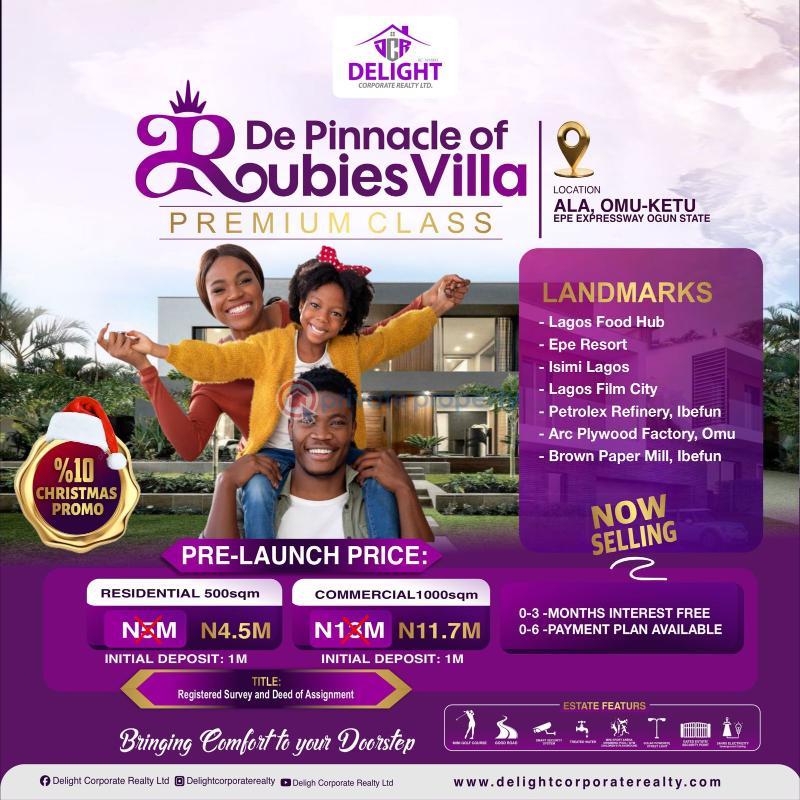 Residential Land For Sale D Pinnacle Of Rubies Estate Ketu Omu Expressway Ijebu Ode Ogun