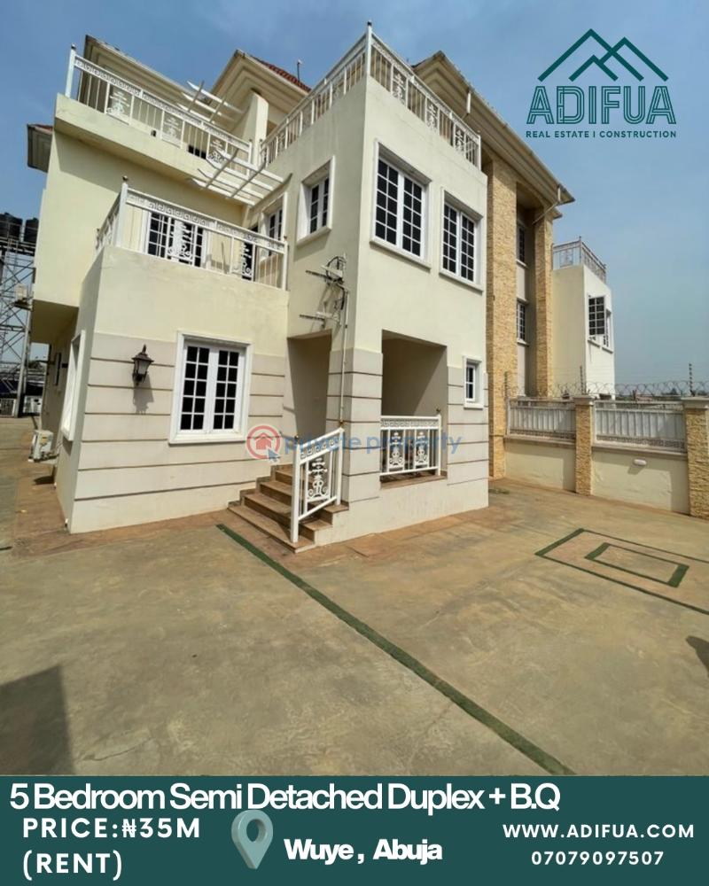 5 bedroom Semi detached Duplex For Rent Adifua Realestate And Construction Wuye Abuja Phase 2  - 0