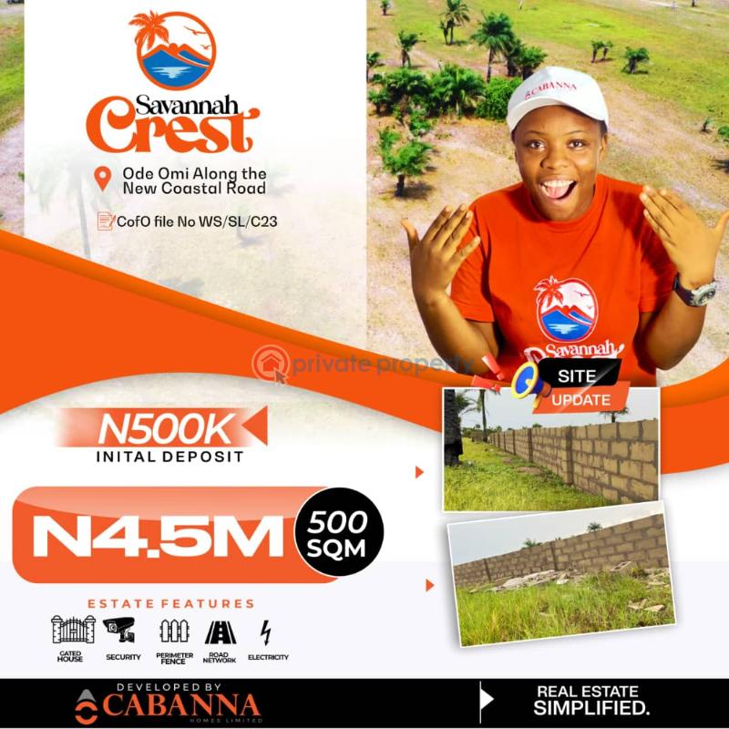 Location*: ode-omi, along the new coastal road - 0 Residential Land For Sale Ode Omi Ogun Waterside  - 0