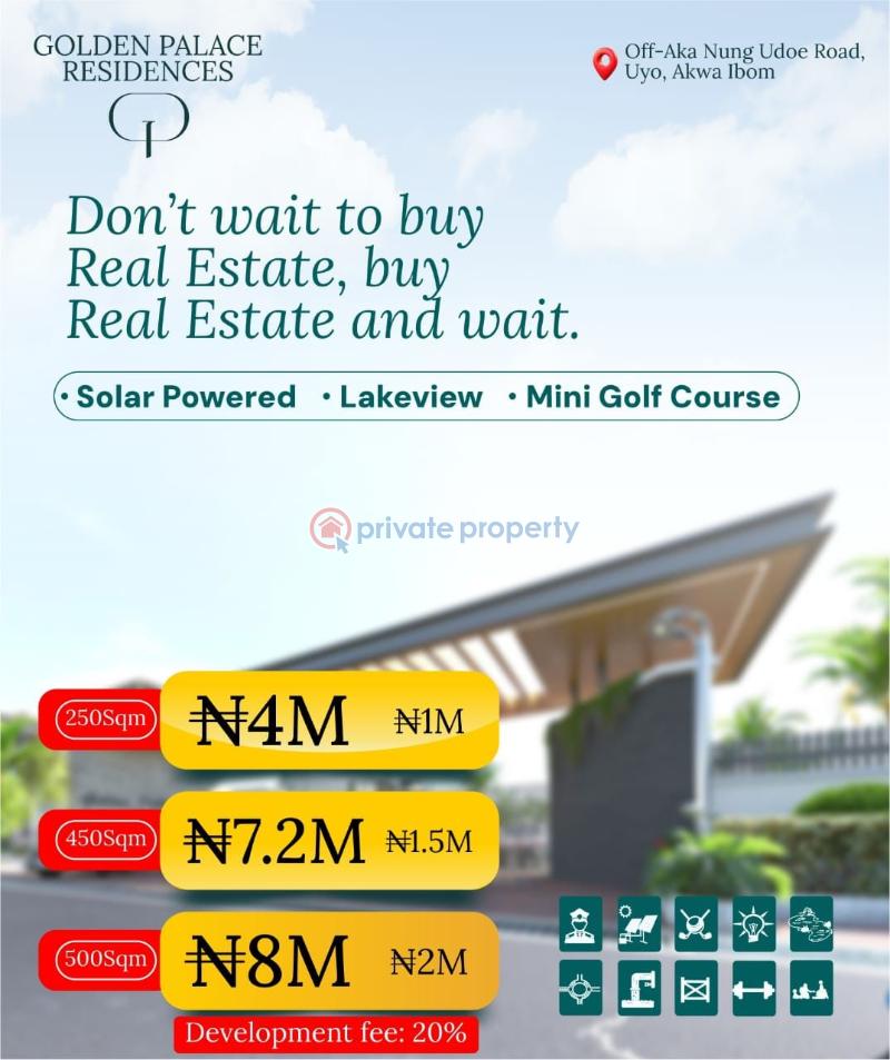 Residential Land For Sale Victor Attah Int’l Airport – 20 Mins • Tropicana Mall – 10 Mins • Ring Road Roundabout – 15 Mins • Nung Oku Roundabout – 10 Mins • Nung Udoe Roundabout – 7 Mins Uyo Akwa Ibom - 2