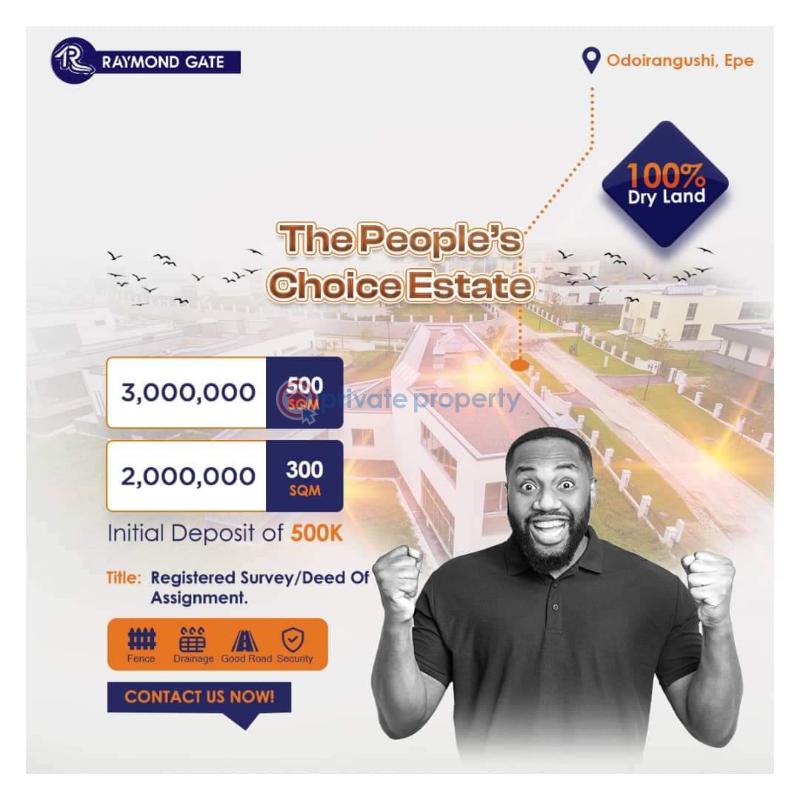 For sale Land Raymond Gate Estate Behind Yabatech Epe Odoiragushi Epe