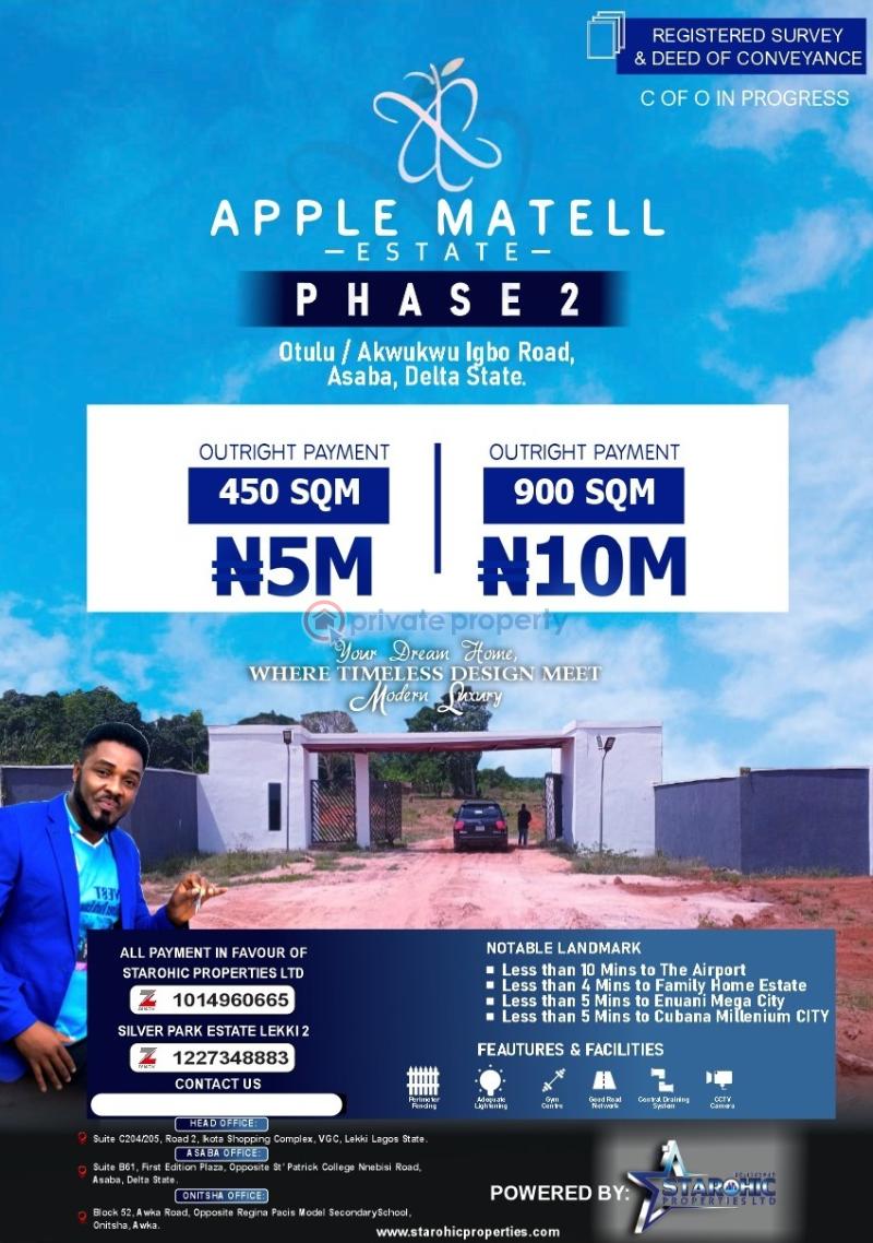 Mixed use Land For Sale Apple Mattel Estate 2estates Directly Facing Akwukwu Igbo Road Oshimili North Delta - 1