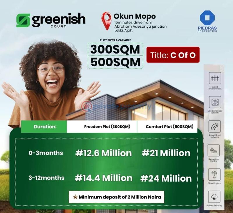 Residential Land For Sale Greenish Court At Okun Mopo Town, Ogombo Road, 15 Minutes From Abraham Adesanya Junction Ajah Lagos - 0
