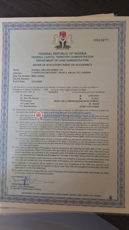 Mixed use Land For Sale Guzape Abuja Phase 1 