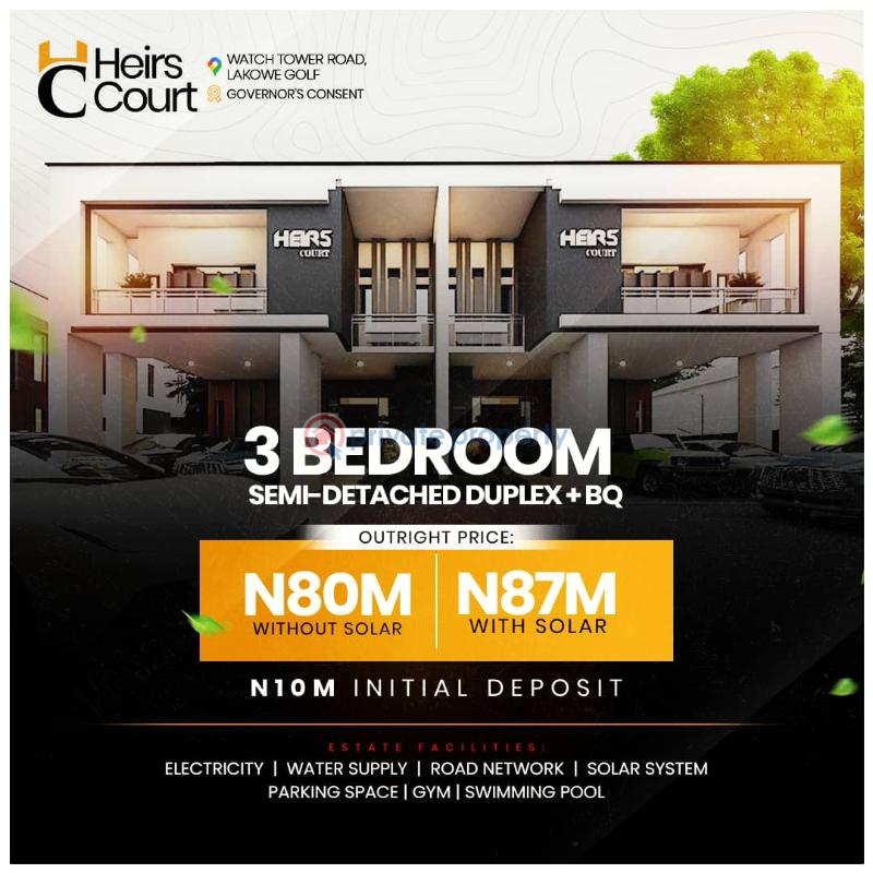3 bedroom Semi detached Duplex For Sale Tower Road, Lakowe Golf, Ibeju-Lekki Lagos
