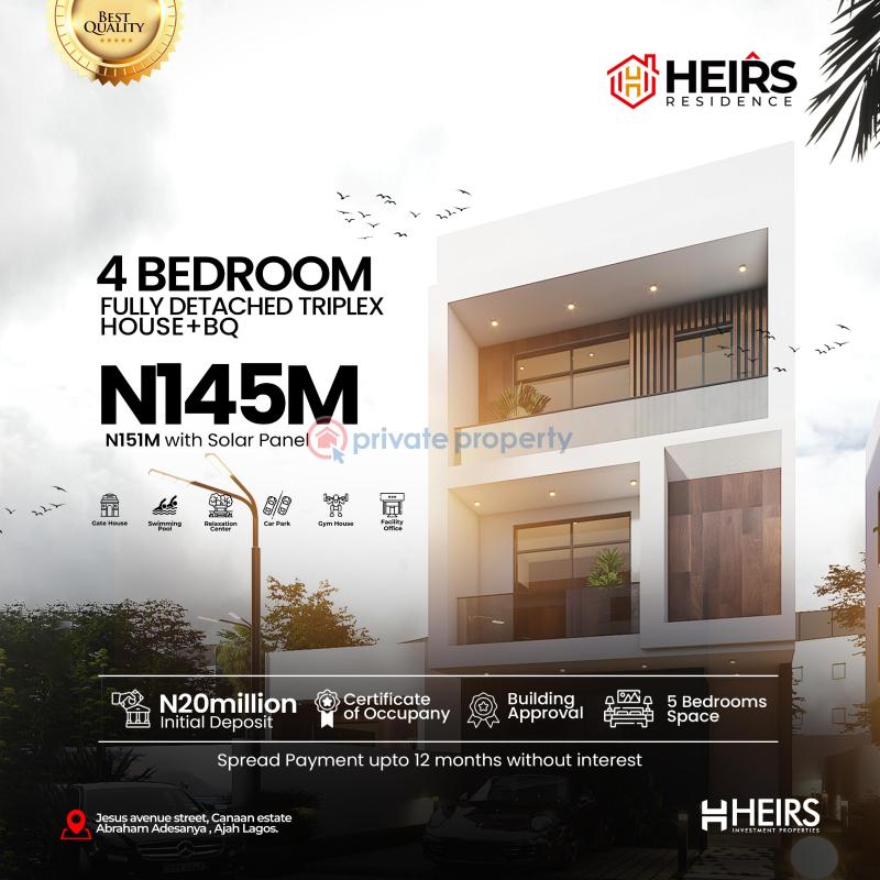 4 bedroom Detached Duplex For Sale Abraham Adesanya Ajah Lagos
