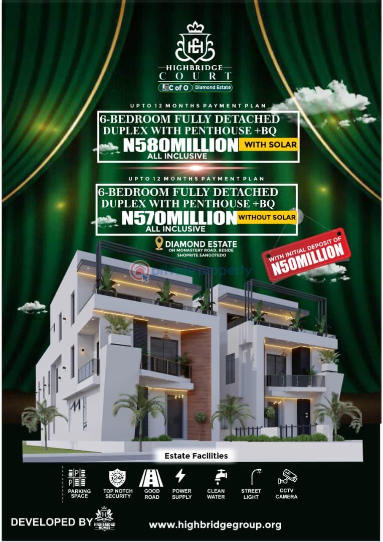 6 bedroom Detached Duplex For Sale Monastery Road Sangotedo Lagos