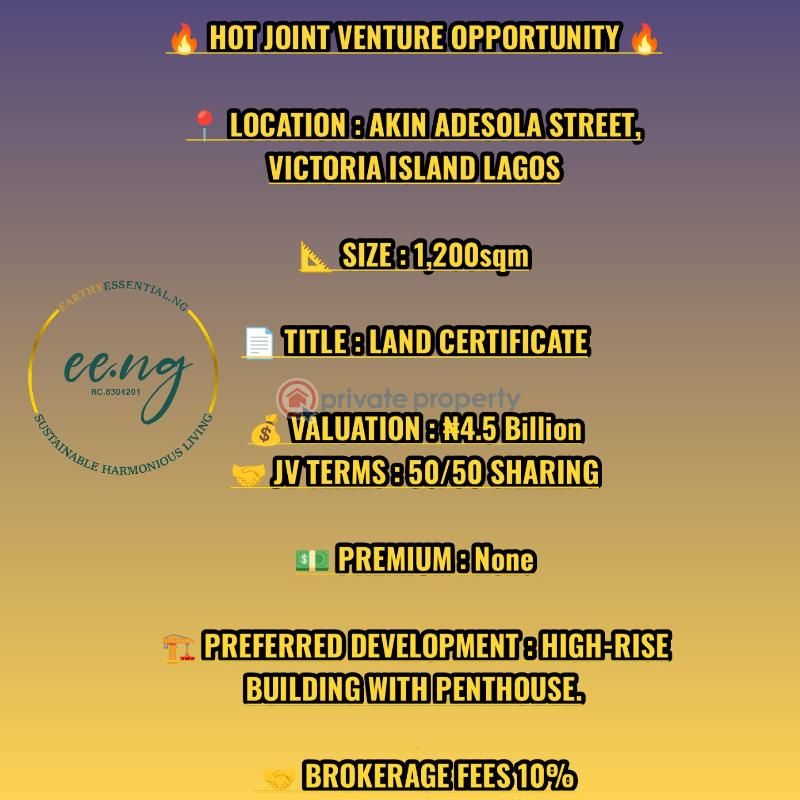 Joint Venture Land For Sale Victoria Island Lagos