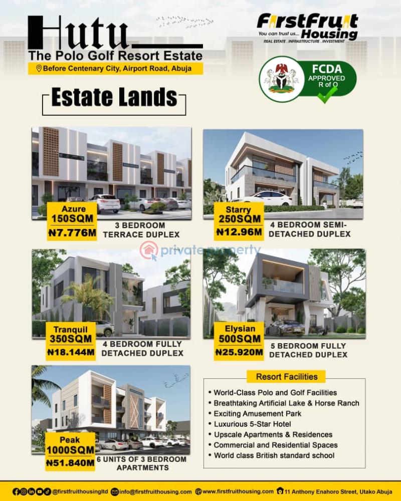 4 bedroom Residential Land For Sale Hutu Polo Golf Estate (airport Road Before Centenary City) Lugbe Abuja Phase 4  - 1