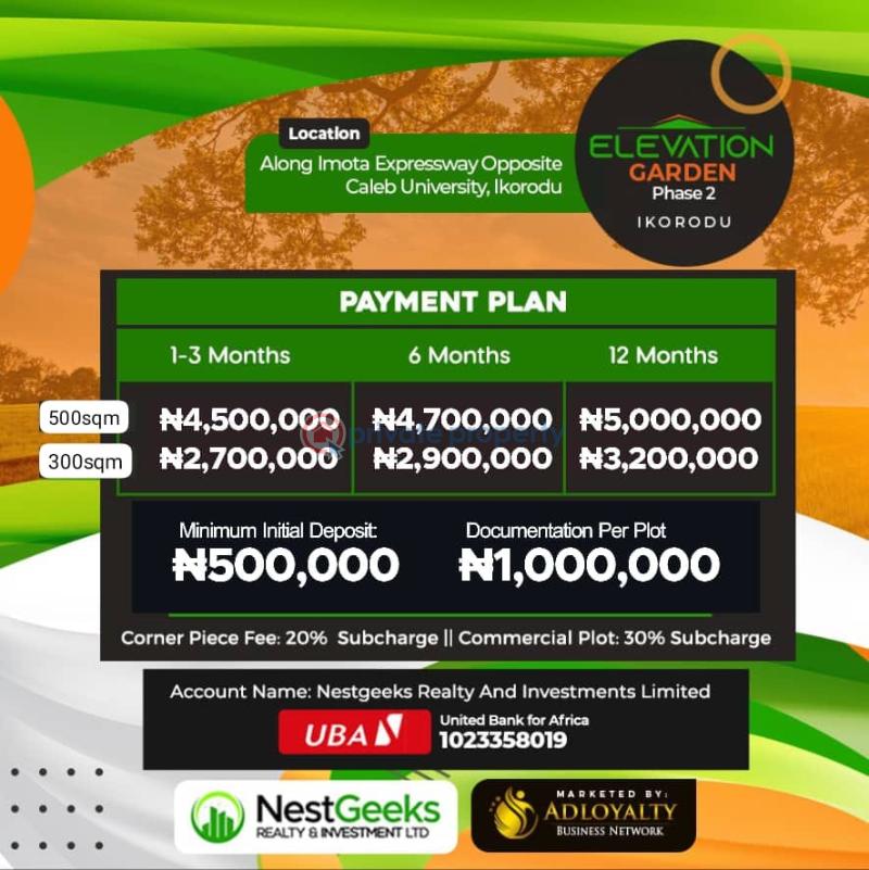 Invest in elevation garden phase 2 - 1 Residential Land For Sale Salami Along Ikota Expressway Opposite Caleb University Ikorodu Lagos - 1