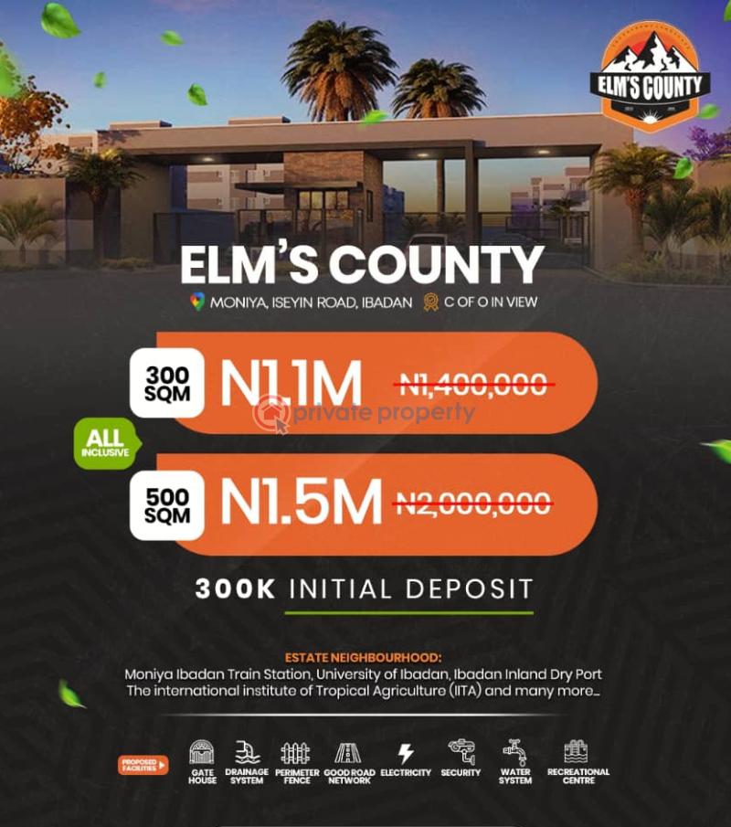 Mixed use Land For Sale Elm's County Estate Directly Facing The Express Moniya Iseyin Ibadan Oyo