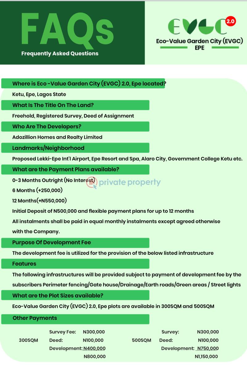 Land For Sale Neighbourhoods And Landmarks:* Lekki International Airport Largest Food Security Systems And Central Logistics Park In Sub Saharan Lagos State Food And Logistics Hub Proposed General Hospital, Epe. Lekki Deep Sea Port Lagos Film City Epe Reso Epe Lagos - 1