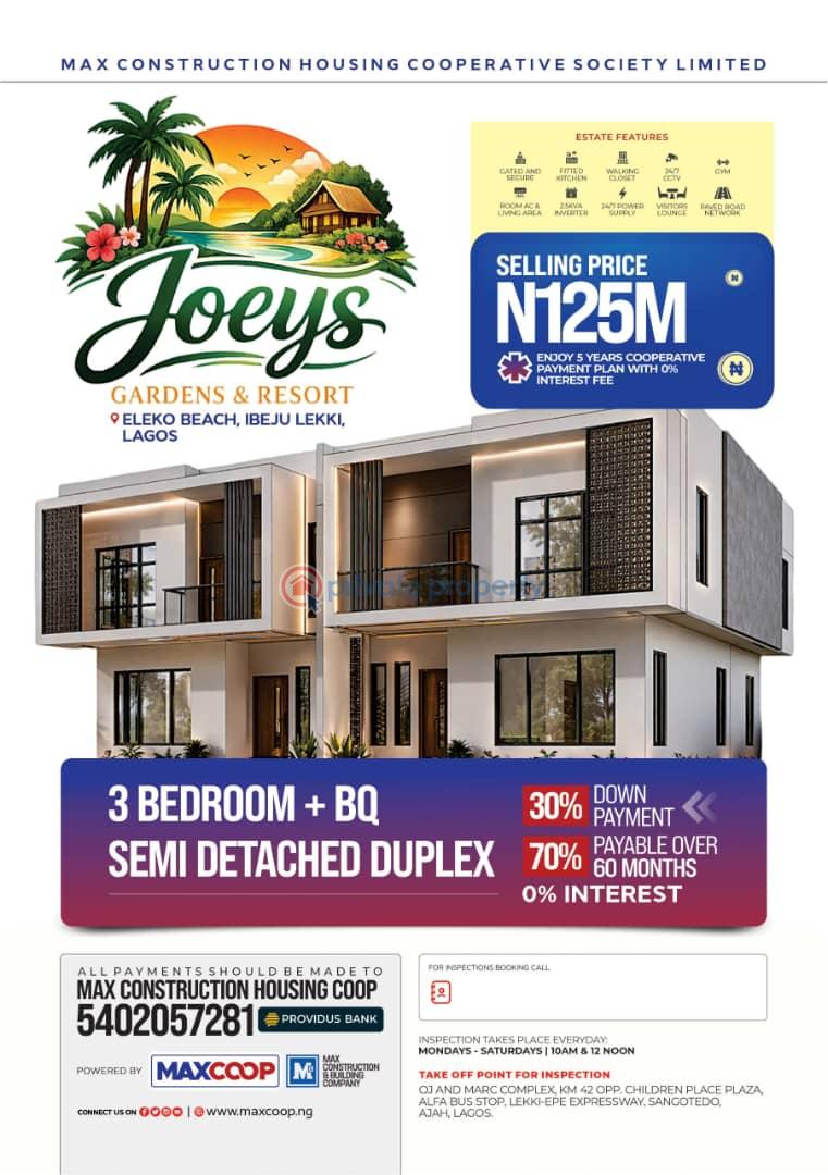 3 bedroom Detached Duplex For Sale Eleko Ibeju-Lekki Lagos