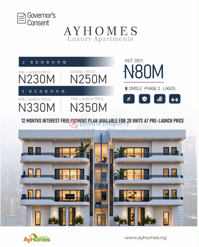 2 bedroom Block Of Flats For Sale Ayhomes Luxury Apartments 2&3bedroom Apartments Omole Phase 2 Ojodu Lagos - 0