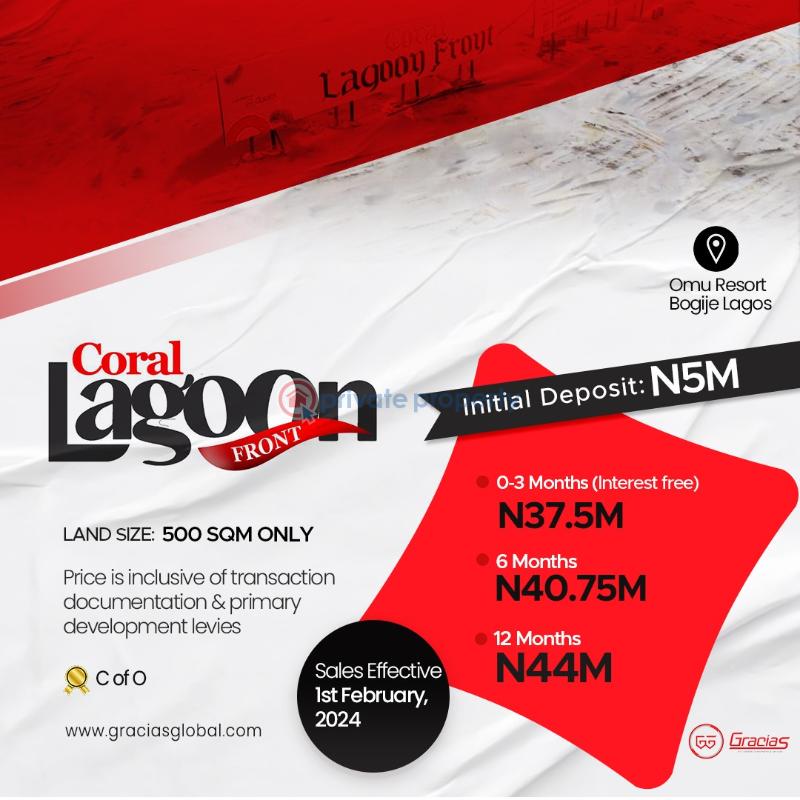 Residential Land For Sale Beside Omu Resort Bogije Coral Lagoonfront Estate Bogije Sangotedo Lagos - 0