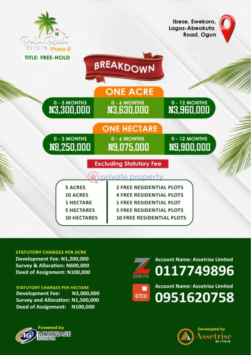 Commercial Land For Sale Palmrich Estate Phase 8 Ibese Ewekoro Lagos Abeokuta Road Ogun Abese Ewekoro Ogun