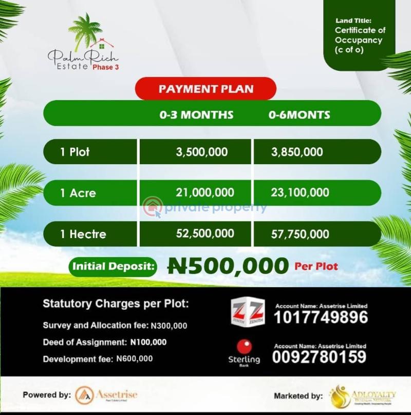 Land for palm tree farming in epe - 1 Commercial Land For Sale Palmrich Estate Phase 3 Epe Epe Lagos - 1