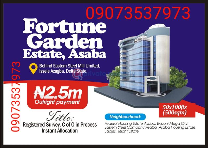 For sale Land Fortune Garden Estate Isiele. Asaba Delta (PID 5PAFAW