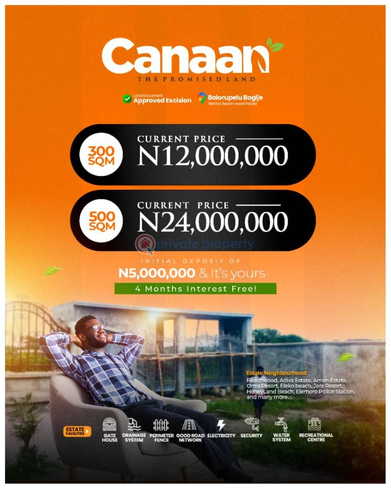 Residential Land For Sale Canaan Estate Located At Bolurupelu, Bogije. Ibeju-Lekki Lagos