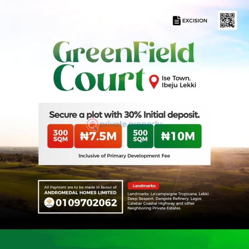 Residential Land For Sale Greenfield Court Estate Located At Ise Town Ibeju-Lekki Lagos