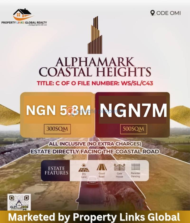 Residential Land For Sale Alphamark Coastal Height Directly Facing The Coastal Road In Ode Omi Ogun area  - 0