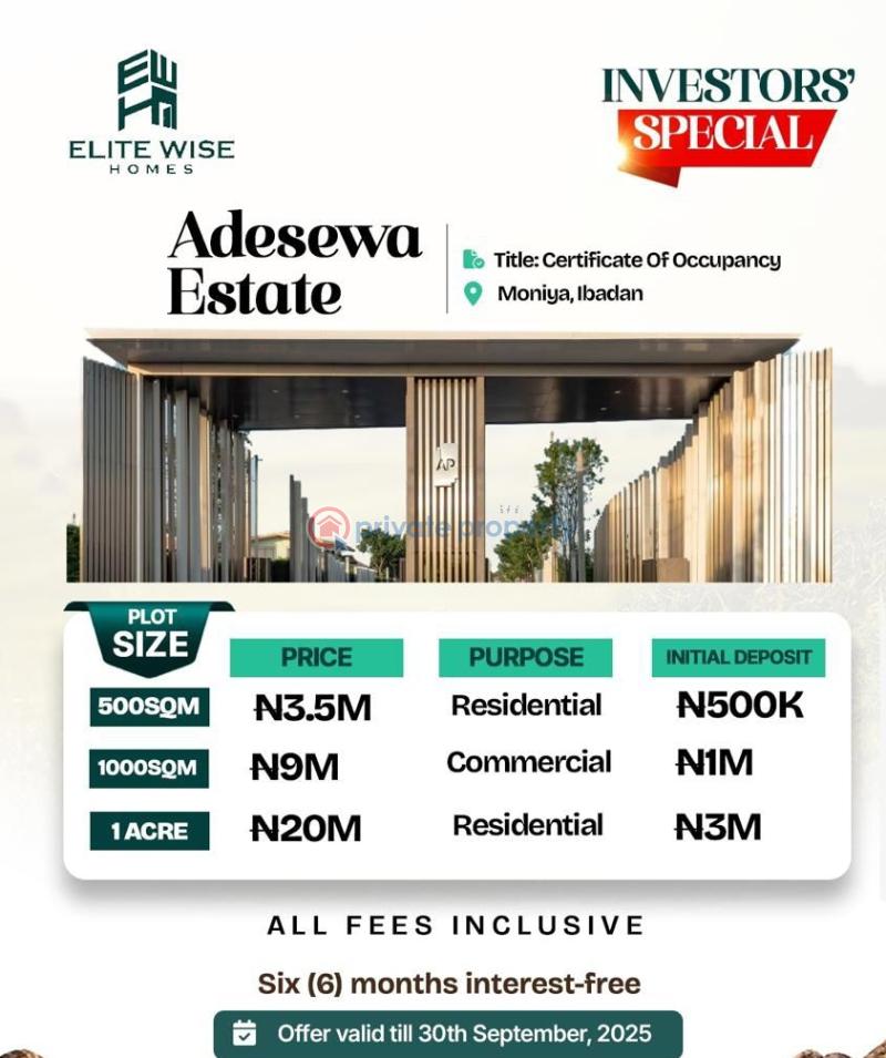 Residential Land For Sale Adesewa Estate At Moniya Iseyin Expressway, Ibadanolowa Ibadan Oyo
