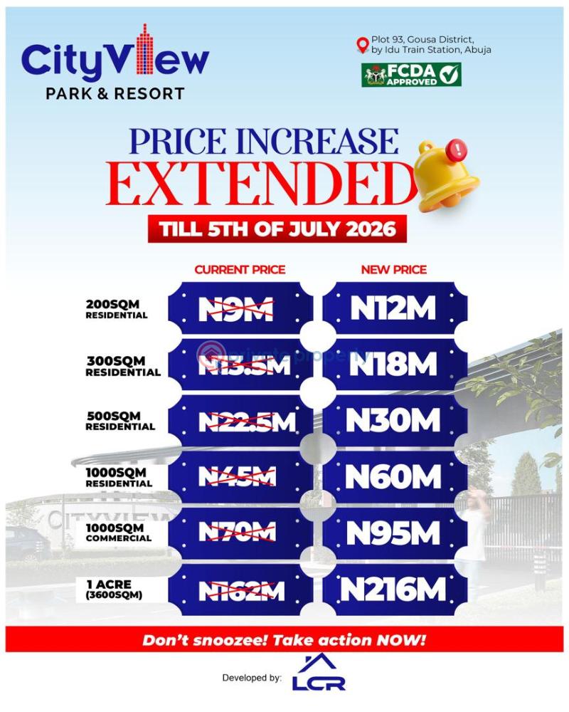 Residential Land For Sale City View Park & Resort Estate Plot 93 Gousa District By Idu Train Station Abuja Abuja Phase 1  - 0