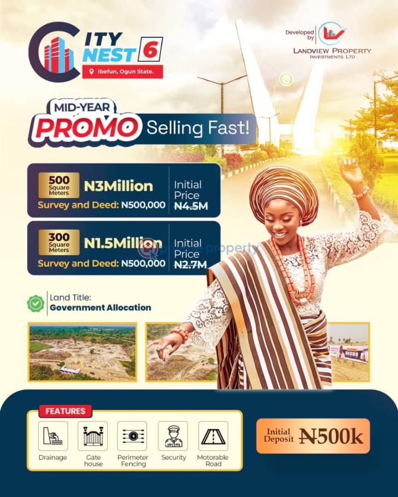 Residential Land For Sale Citynest Phase 6 At Ibefun Ogun area 