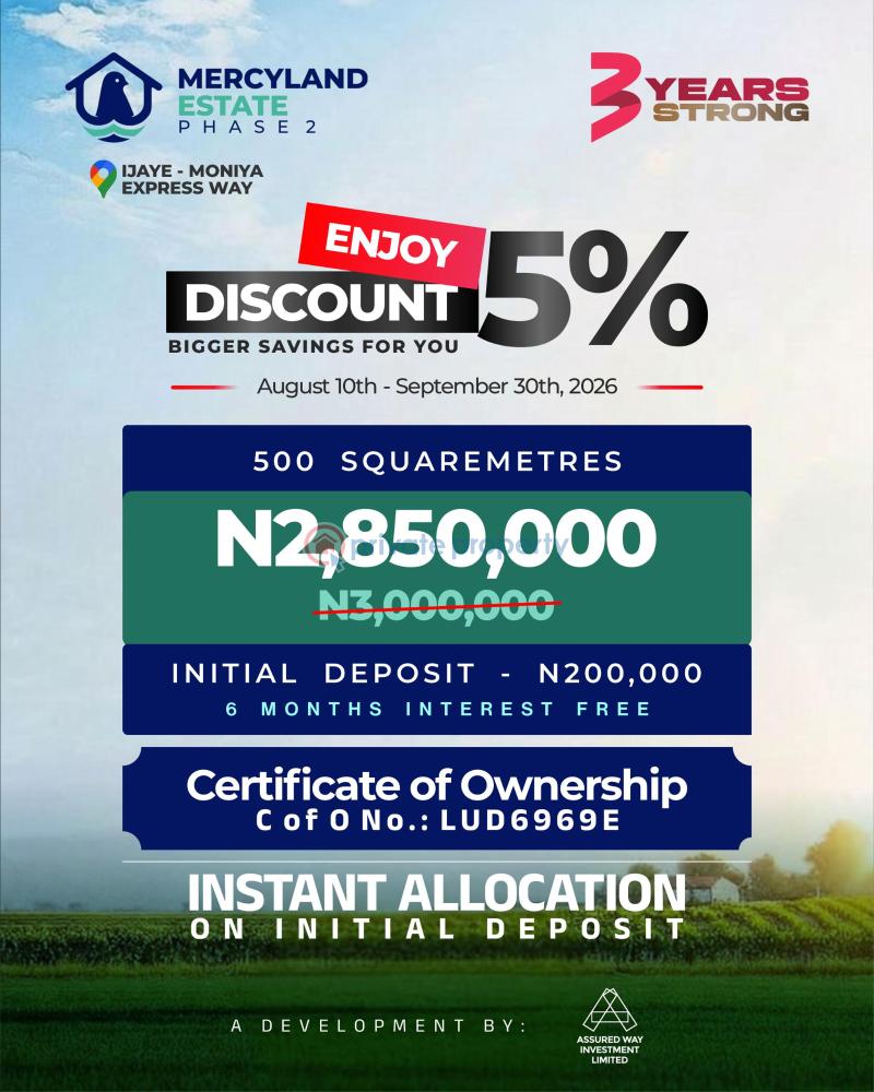 Residential Land For Sale Mercyland Estate Phase 2 Ijaiye Moniya Expressway Ibadan Oyo
