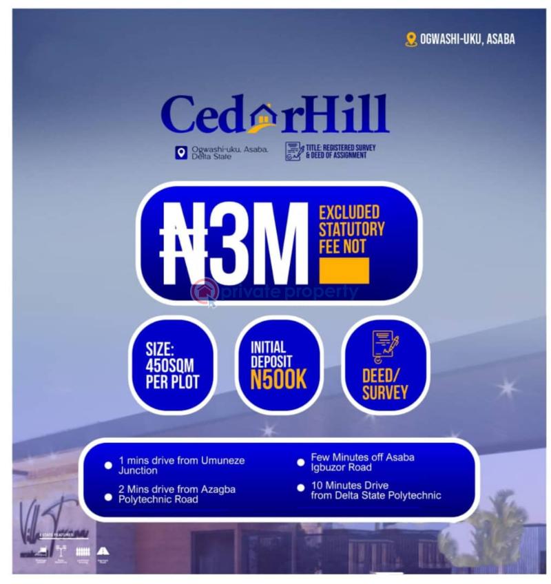 Residential Land For Sale Cedarhill Estate Located At Ogwashi Uku Aniocha Delta